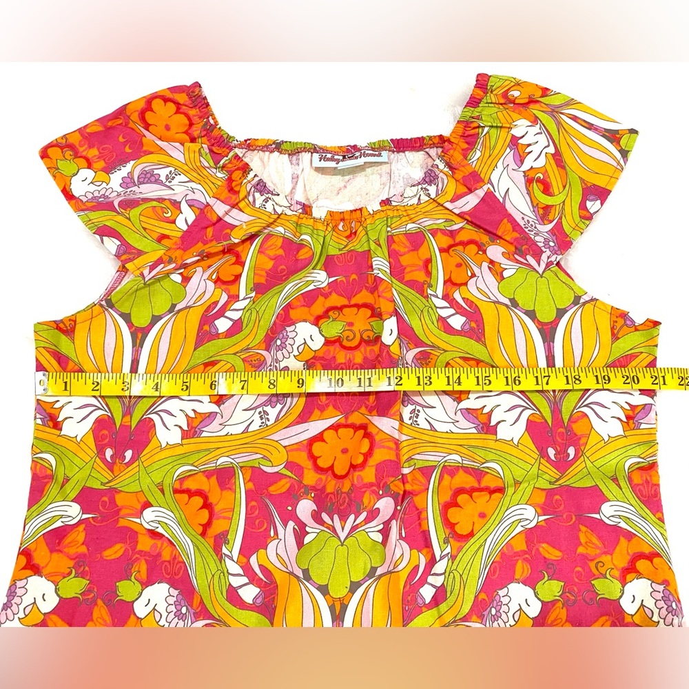 Haley & the Hound Womens XL Orange Floral Top Boho Summer Coastal Preppy Cottage - Picture 9 of 14